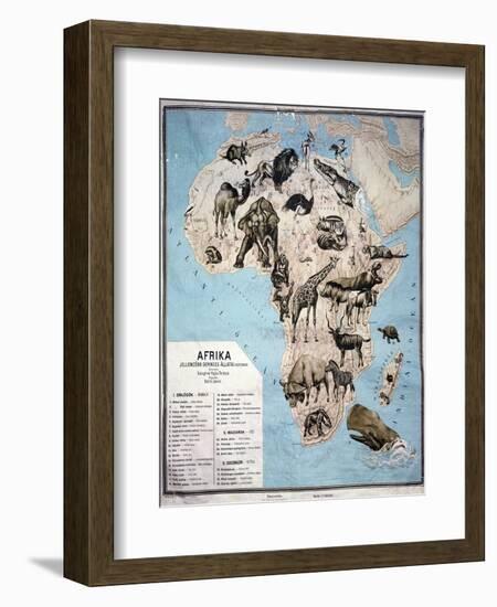 Map of Animals in Africa Sf-Janos Balint-Framed Giclee Print