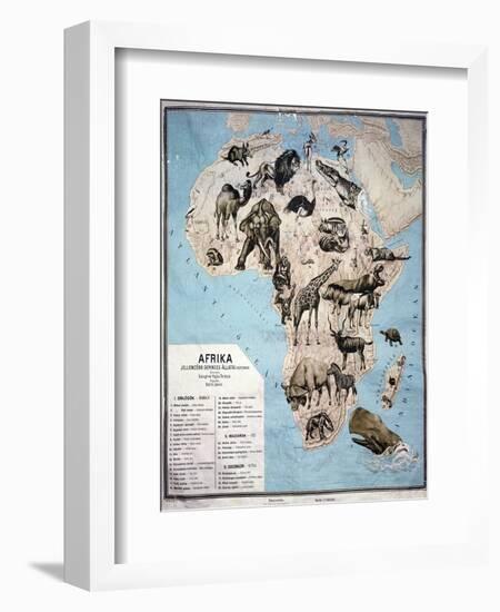 Map of Animals in Africa Sf-Janos Balint-Framed Giclee Print