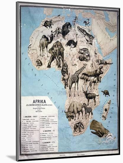 Map of Animals in Africa Sf-Janos Balint-Mounted Giclee Print
