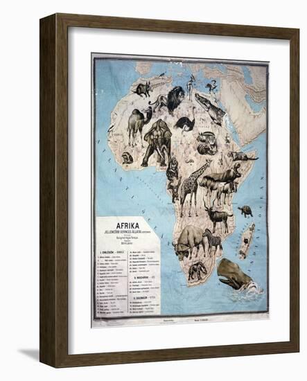 Map of Animals in Africa Sf-Janos Balint-Framed Giclee Print