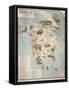 Map of Animals in North America-Janos Balint-Framed Stretched Canvas