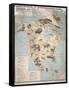 Map of Animals in North America-Janos Balint-Framed Stretched Canvas