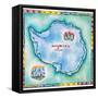 Map of Antarctica-Jennifer Thermes-Framed Stretched Canvas