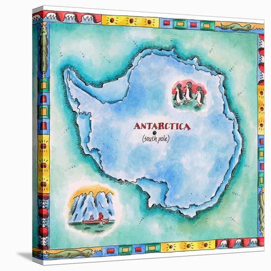 Map of Antarctica-Jennifer Thermes-Stretched Canvas