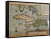 Map of Antilles Islands-null-Framed Stretched Canvas