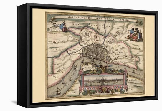 Map of Antwerp, Belgium-Pieter Van der Keere-Framed Stretched Canvas