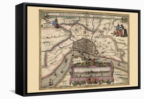 Map of Antwerp, Belgium-Pieter Van der Keere-Framed Stretched Canvas
