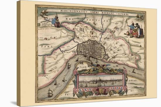 Map of Antwerp, Belgium-Pieter Van der Keere-Stretched Canvas