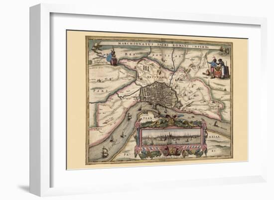 Map of Antwerp, Belgium-Pieter Van der Keere-Framed Art Print