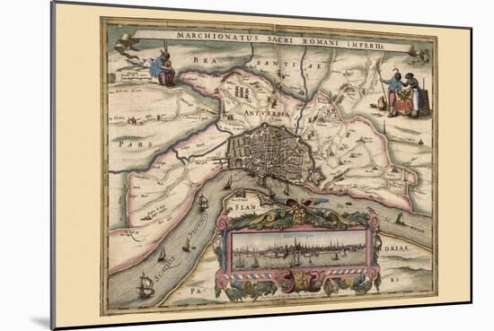 Map of Antwerp, Belgium-Pieter Van der Keere-Mounted Art Print