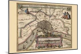 Map of Antwerp, Belgium-Pieter Van der Keere-Mounted Art Print