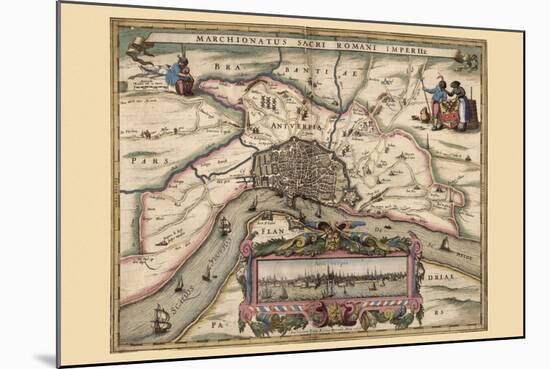 Map of Antwerp, Belgium-Pieter Van der Keere-Mounted Art Print