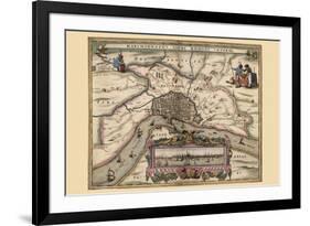 Map of Antwerp, Belgium-Pieter Van der Keere-Framed Premium Giclee Print