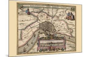 Map of Antwerp, Belgium-Pieter Van der Keere-Mounted Premium Giclee Print