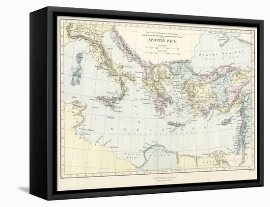 Map of Apostle Paul's missionary journeys in the mediterranean-Philip Richard Morris-Framed Stretched Canvas