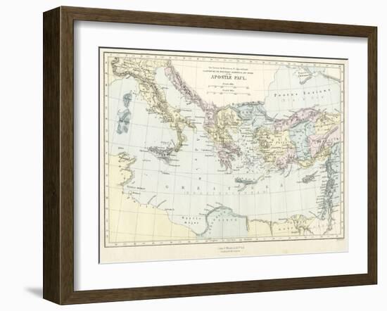 Map of Apostle Paul's missionary journeys in the mediterranean-Philip Richard Morris-Framed Giclee Print