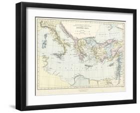 Map of Apostle Paul's missionary journeys in the mediterranean-Philip Richard Morris-Framed Giclee Print