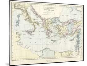 Map of Apostle Paul's missionary journeys in the mediterranean-Philip Richard Morris-Mounted Giclee Print