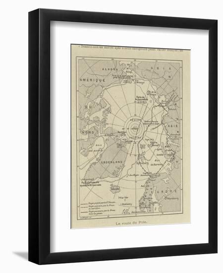 Map of Arctic Region Indicating Route Followed by Explorer Fridtjof Nansen on Board of Ship-null-Framed Giclee Print