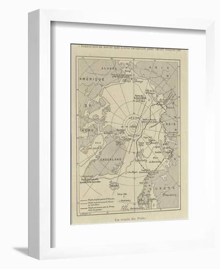 Map of Arctic Region Indicating Route Followed by Explorer Fridtjof Nansen on Board of Ship-null-Framed Giclee Print