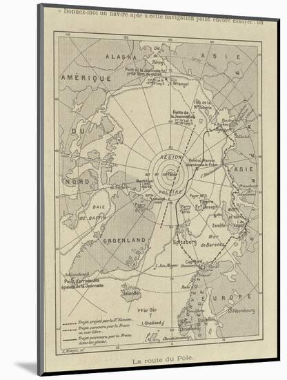 Map of Arctic Region Indicating Route Followed by Explorer Fridtjof Nansen on Board of Ship-null-Mounted Giclee Print