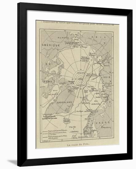 Map of Arctic Region Indicating Route Followed by Explorer Fridtjof Nansen on Board of Ship-null-Framed Giclee Print