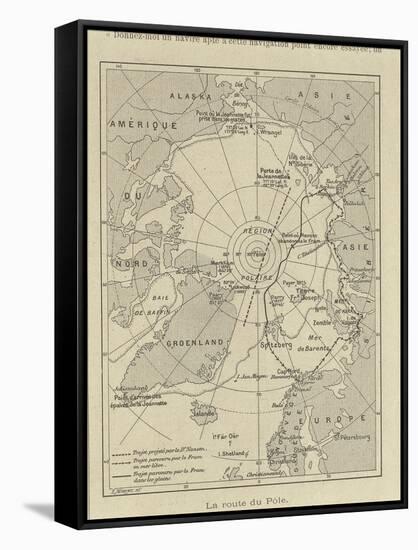 Map of Arctic Region Indicating Route Followed by Explorer Fridtjof Nansen on Board of Ship-null-Framed Stretched Canvas