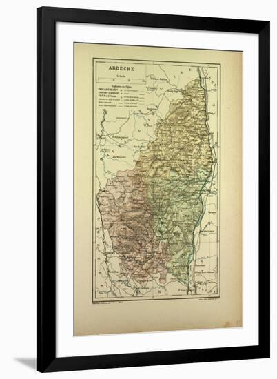 Map of Ardêche France-null-Framed Premium Giclee Print