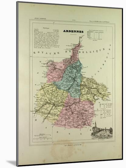 Map of Ardennes France-null-Mounted Giclee Print