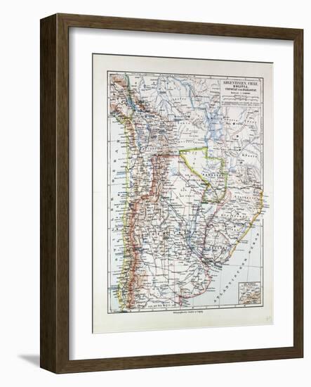 Map of Argentinia Chile Bolivia Uruguay and Paraguay 1899-null-Framed Giclee Print