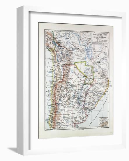 Map of Argentinia Chile Bolivia Uruguay and Paraguay 1899-null-Framed Giclee Print