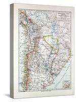 Map of Argentinia Chile Bolivia Uruguay and Paraguay 1899-null-Stretched Canvas