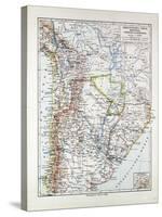 Map of Argentinia Chile Bolivia Uruguay and Paraguay 1899-null-Stretched Canvas