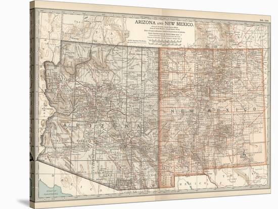 Map of Arizona and New Mexico. United States-Encyclopaedia Britannica-Stretched Canvas