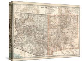 Map of Arizona and New Mexico. United States-Encyclopaedia Britannica-Stretched Canvas