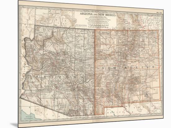 Map of Arizona and New Mexico. United States-Encyclopaedia Britannica-Mounted Art Print