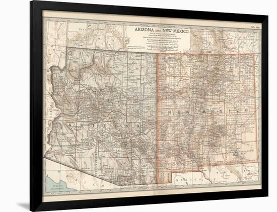 Map of Arizona and New Mexico. United States-Encyclopaedia Britannica-Framed Art Print