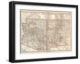 Map of Arizona and New Mexico. United States-Encyclopaedia Britannica-Framed Art Print