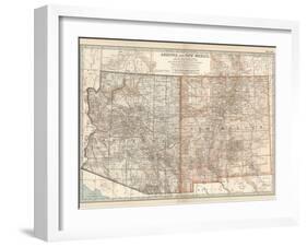 Map of Arizona and New Mexico. United States-Encyclopaedia Britannica-Framed Art Print