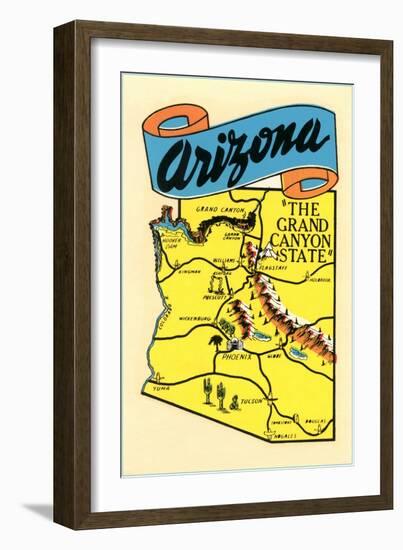 Map of Arizona, the Grand Canyon State-null-Framed Art Print