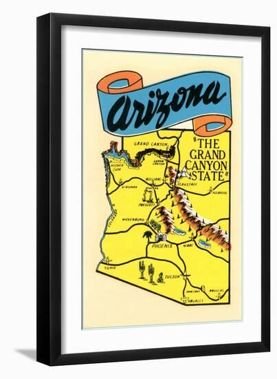 Map of Arizona, the Grand Canyon State-null-Framed Art Print