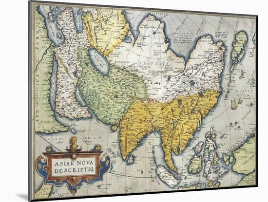 Map of Asia, from Theatrum Orbis Terrarum by Abraham Ortelius, 1528-1598, Antwerp, 1570-null-Mounted Giclee Print