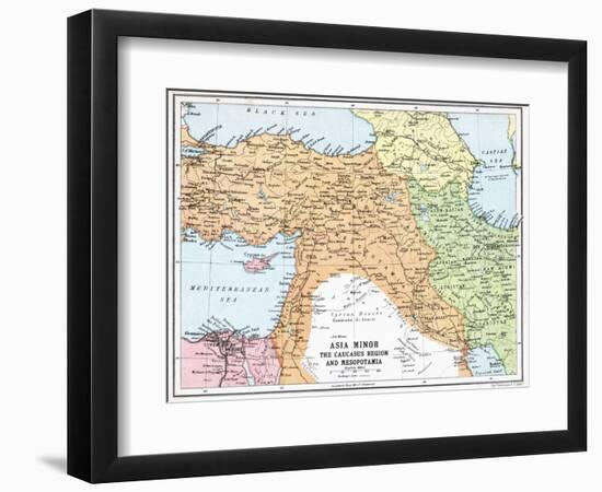 Map of Asia Minor and the Caucasus Region and Mesopotamia at the Beginning of the First World War-null-Framed Premium Giclee Print