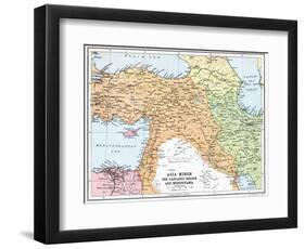 Map of Asia Minor and the Caucasus Region and Mesopotamia at the Beginning of the First World War-null-Framed Premium Giclee Print