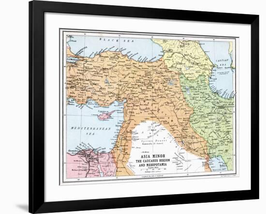 Map of Asia Minor and the Caucasus Region and Mesopotamia at the Beginning of the First World War-null-Framed Giclee Print