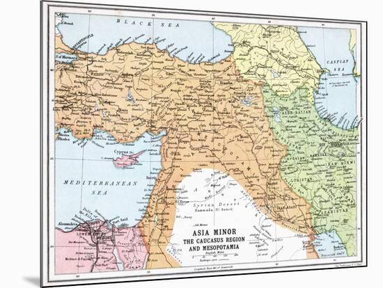 Map of Asia Minor and the Caucasus Region and Mesopotamia at the Beginning of the First World War-null-Mounted Giclee Print