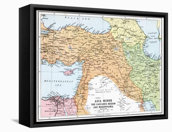 Map of Asia Minor and the Caucasus Region and Mesopotamia at the Beginning of the First World War-null-Framed Stretched Canvas