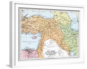 Map of Asia Minor and the Caucasus Region and Mesopotamia at the Beginning of the First World War-null-Framed Giclee Print