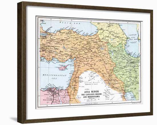 Map of Asia Minor and the Caucasus Region and Mesopotamia at the Beginning of the First World War-null-Framed Giclee Print