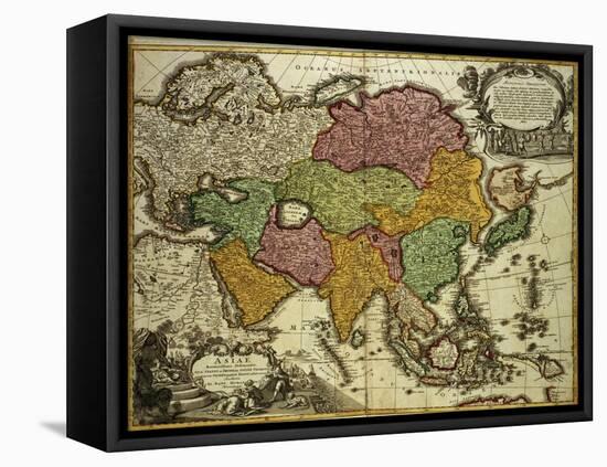 Map of Asia, Nuremberg, circa 1730-Johann Baptista Homann-Framed Stretched Canvas